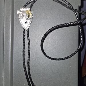 Elegant Black and Silver Bolo Tie with Gold Accent